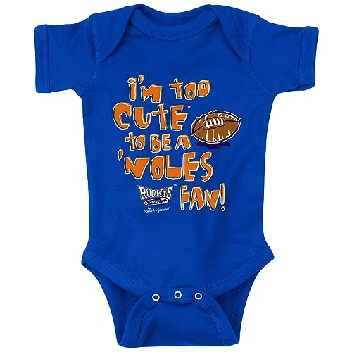 Smack Apparel Florida Football Fans. Too Cute to be a 'Noles Fan. Royal Onesie or Toddler Tee (NB-5/6T)