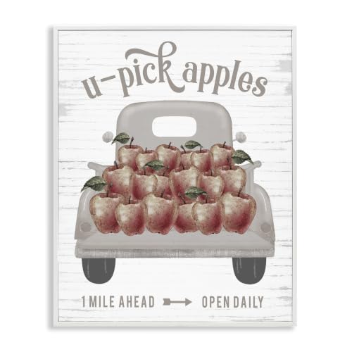 U Pick Apples Autumn Harvest Truckload, 16 x 20 Inch Framed Giclée Print