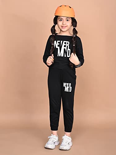 Image of LILPICKS Couture Never Mind Printed Full Sleeve Top with Jogger Set (Black)