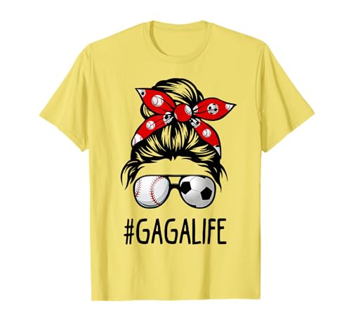 Classy Gaga Life Soccer Messy Bun Baseball Game Day T-Shirt