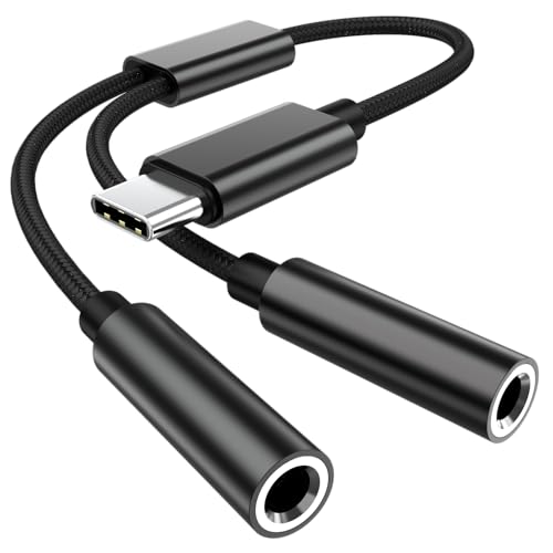 Adaptateur USB C vers double prise auxiliaire pour écouter à deux iPhone