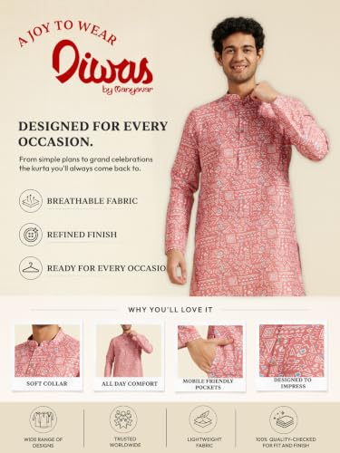 Image of DIWAS BY MANYAVAR Men's Cotton Blend Printed Kurta (1pc)