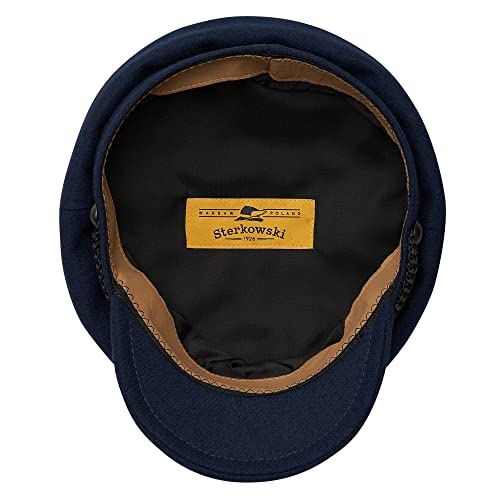 Sterkowski "Maciejówka Model 3" Fisherman Style Fiddler Cap | Wool Fiddler Cap For Men And Women | Drivers Cap Newsboy Hats For Women Captain Hat Wool Newsboy Hats For Men Mens Fancy Hats 59 Cm Navy #TOP2