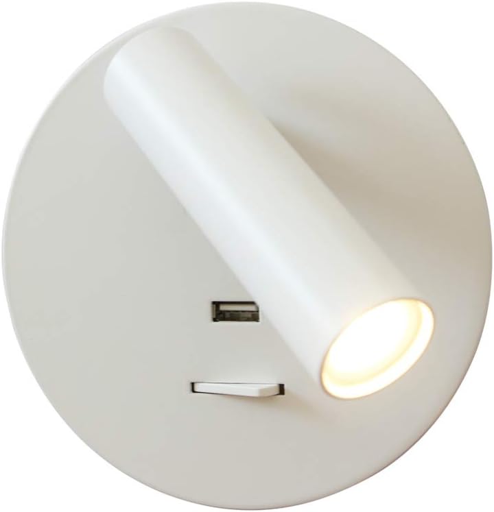 BedroomWall Lights Hotel Loft Bed Headboard Decor Reading Light USB Dc 5v / Wirless Charger Sconces Lamp (Color Temperature : Warm White Lampshade Color : M3 Sand Nickel) (M2 Matte White Nature whit