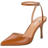 Yumlon Closed Toe Slingback Brown Heels Wedding Stiletto High Heels for Women 3.3 Inch Pointed Toe Ankle Strap Pumps Comfort Bride Shoes Dress Dance Party Sexy Heel Brown