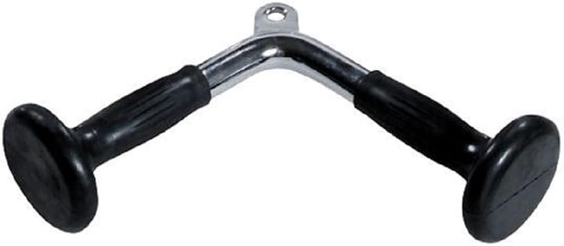 Yoark Barbell Triceps Press-Down Chrome Bar with Rubber Ergo Grips - Solid Steel Tricep Press Down Bar Premium Cable Machine Attachment Multi Gym Accessory for Strength Training and Bodybuilding