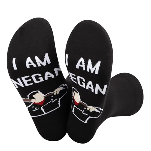 TSOTMO TWD TV Show Merch Gift Zombie Gift I Am Negan Novelty Socks for TWD Fans Negan Gift Walker Gift (US, Alpha, One Size, Regular, Regular, NEGAN)