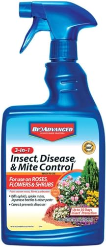 BioAdvanced 3-in-1 Insect, Disease, and Mite Control Spray - Insecticide, Fungicide & Miticide - Ready-to-Use - Prevents Pests and Diseases - Up to 30 Days Protection - 24 fl oz Bottle