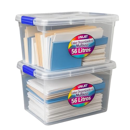 Caixa Organizadora 56 Litros com Travas Grande Empilhável Multius...