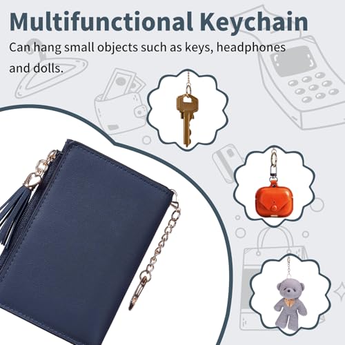 Image of Gostwo Women's Small Slim Wallet with RFID Protection & Keychain for Girls | 8 Card Slots,faux Leather, Tassel Decor, Built-in Keychain, Slim Compact, Snap & Zip Closure, Ideal for Daily & Travel