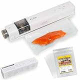 【ELOD Suseal Home スターターセット】真空パック機 真空パック 真空ポンプ 真空 パック 機 真空機 コードレス 70kpa 【充電式 & ハンズフリー】3つのモード搭載（自動吸引・シーリング・外部吸引） 真空保存シーラー 浮かせる収納 マグネット 本体＋専用袋3枚付き＋Mサイズ50枚 日本国内安心サービス (スターターセット ホワイト)