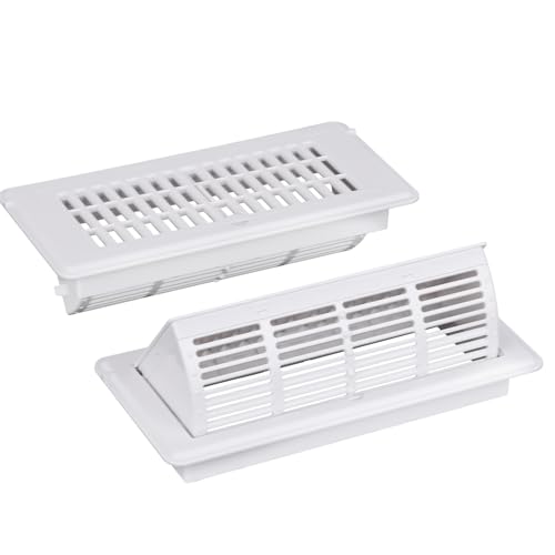 MMFSF Floor Vent Covers, 4x10 Adjustable Heat Air Vent Deflectors, 2-in-1 Floor Register, Vent Covers for Home Floor, Office, Ceiling, 2 Pack, Tool-Free Installation (White)