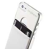iPhone SE Wallet Case, Sinjimoru iPhone SE / 5 / 5sCase with Card Holder, Transparent Clear Hard Case Slim Wallet, Sinji Pouch Case for iPhone SE / 5 / 5s, Clear Case and White Pouch.