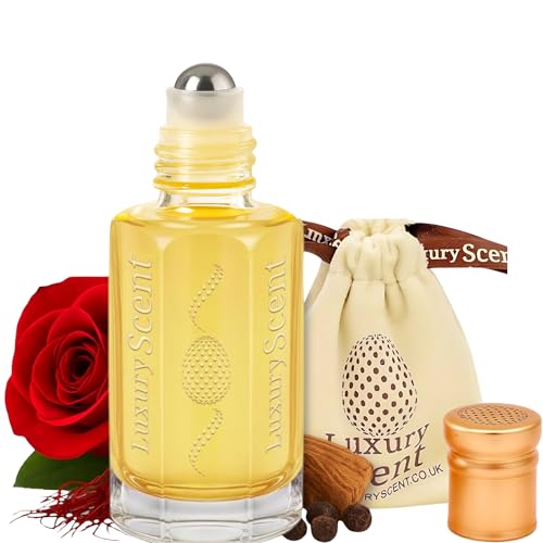Perfume Oil Rose Oud 6ml Roll-On Attar – Long Lasting Alcohol-Free Arabian Fragrance with Woody, Rosy & Leathery Notes, Unisex Travel Size Essential Oil for Men & Women