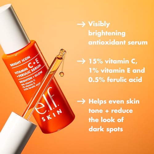 e.l.f. SKIN Bright Icon Vitamin C + E + Ferulic Face Serum Mini, Brightening & Soothing with 15% Vitamin C, Vegan & Cruelty-Free