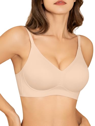 Jelly Bras for Women - S-2XL Wireless Seamless Padded Bralette with Support, No Underwire Comfortable T-Shirt Bra