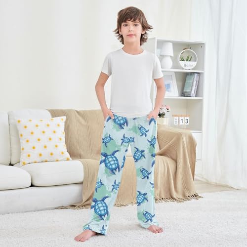 Boys' Pants Sea Turtle Blue Turquoise Long Bottoms Jogger Pants Elastic Waist Trousers with Pockets S-XL3