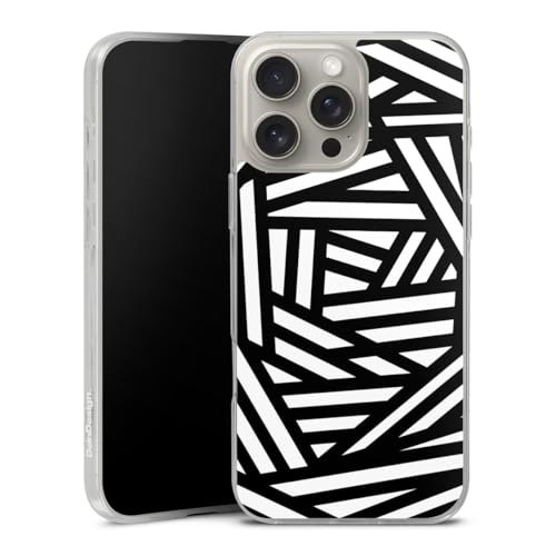 Coque iPhone 16 Pro Max souple motif cercles noir blanc antichoc silicone
