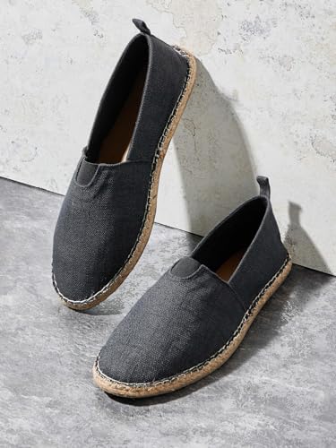 Image of Styli Men Chambray Comfort Canvas Espadrilles | Lightweight Slip-On Casual Shoes with Cushioned Footbed |Casual, Summer & Everyday Wear Shoes