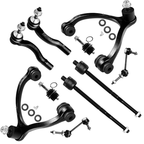 SOSOPART 10pc Set Front Suspension Kit Upper Control Arm Lower Ball Joint Sway Bar Tie Rod End Replacement for 2003-2011 For Ford Crown Victoria For Lincoln Town Car For Mercury Grand Marquis
