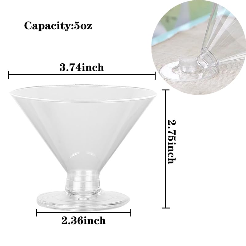 160-Piece Disposable Plastic Martini Glasses Set – 5oz Cups & Spoons For Parties