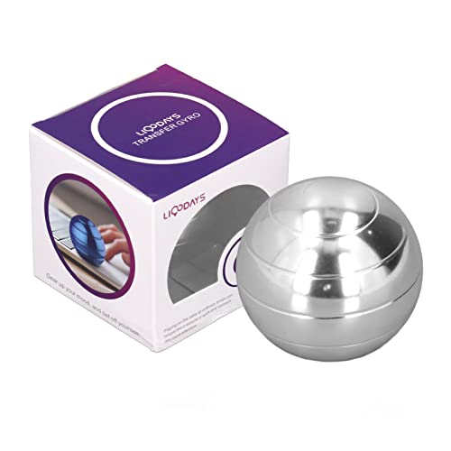 DGLDCSHUAI Jouet de décompression du Bout des Doigts en Alliage de Boule de Gyroscope de 45 mm de diamètre Rotatif pour soulager l'anxiété (Argent)