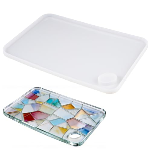 TESSTSY Moule Plateau Resine Epoxy 31x21.5x1.1 cm, Moule Resine Epoxy Plateau Rectangulaire, Silicone Plateau Decoratif Rectangulaire, pour Cadeau de...