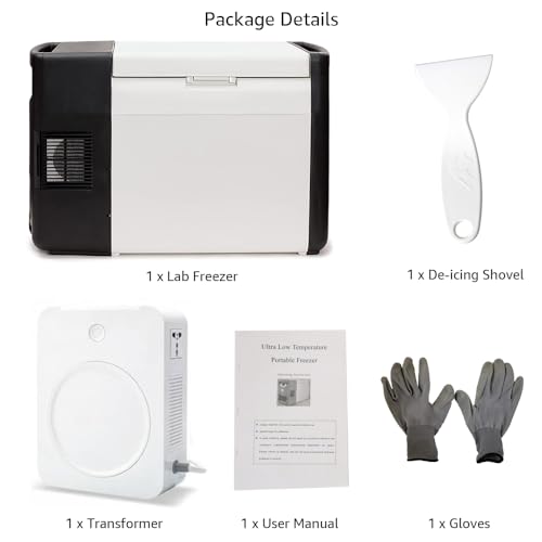 Bonxrdun Lab Freezer, Ultra Low-temp Refrigerators, -86℃(-122.8℉), 20L, Small Medical Freezer, Mini Countertop Refrigerator, Suit for Laboratory Storage, Scientific Research (Black)