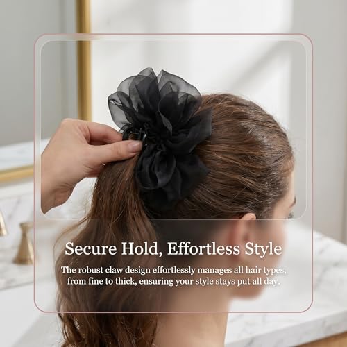Set de 3 pinzas para cabello con moño de organza miniatura 5
