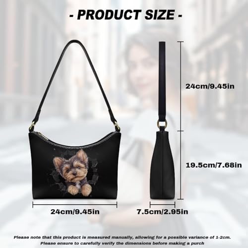 Bolso hobo de mano para mujer, bolso tote de cuero sintético con estampado de perros, estilo top handle y bandolera miniatura 6
