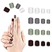 96Pcs Colorful Short Nails Full Cover Matte False Gel Nails Art Tips Sets(Black Brown Mint Green)