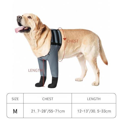 yrenoer Dog Socks & Boots - Waterproof Anti-Licking Paw Protectors with Non-Slip Bottom, Post-Surgery Recovery Sleeves for Wound Protection (Grey, M) - Thumbnail 5