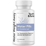 Youth & Tonic Natural Water Pills Weight Loss Women, Men, Water Retention | Water Pills for Swollen Legs & Feet, Swelling, Fluid Relief, Water Retention Pills Maximum Strength, Natural Diuretics, 30 ct