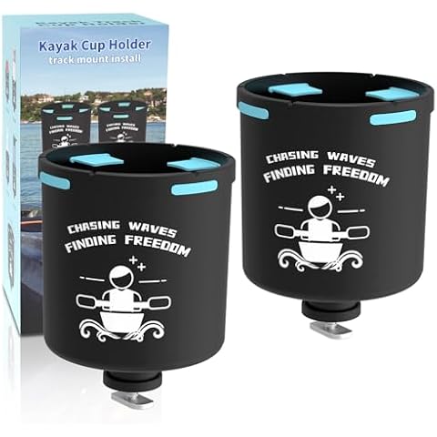 Huntury Kayak Cup Holder with Rubber Tabs, Fishing Tool and Lures Storage, Kayak Water Bottle Holder, Kayak Drink Holder, Tracck Mount Accessories, Track Mount Gear, Pack of 2 Cover