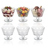 LemonRoad 6 Pcs 8.6oz Glass Trifle Bowl with Pedestal Serving Footed Dessert Bowl Trifle Sunflower Design Dish...