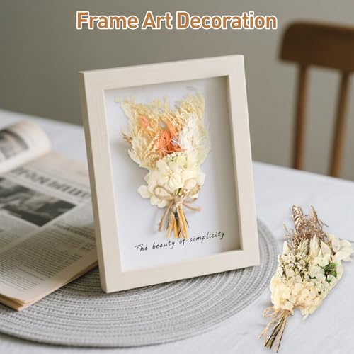 6 Bündel Trockenblumenstrauß Klein, Natürliche Trockenblumen zum Basteln Weiß Beige, Mini Getrocknete Blumen für DIY Handwerk Heimdekoration Hochzeitsdekoration