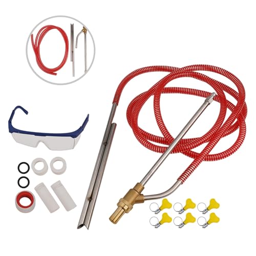 URPIZY Kit de chorro de arena a presión para limpiadoras a presión con acoplamiento rápido de 1/4', manguera de 9,8 pies, 4 boquillas y gafas protectoras, para eliminar el óxido, graffiti y pintura