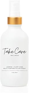Multi-Purpose Jasmine Pillow Spray - Therapeutic Grade Essential Oils - Calming - Freshens Curtains & Upholstery - Mist into Shower Stream - Glass Bottle (Jasmine + Clary Sage)