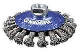 Osborn Kegelbürste für Winkelschleifer 125 mm, Kegelbürste D125x15 mm Gewinde M14x2,0 gezopfter Stahldraht 0,50 mm TÜV geprüft, Blau, 2902632151