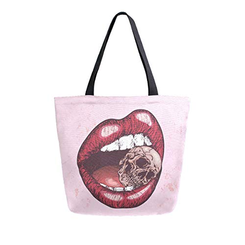ALAZA Large Canvas Tote Bag African American Woman With Curly Hair Shopping Shoulder Handbag2