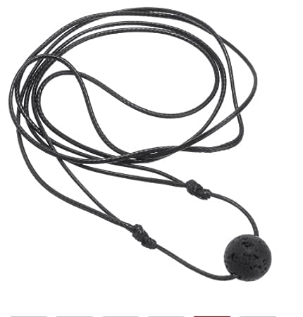 Colar difusor pessoal de Aromaterapia gargantilha em couro com pingente de pedra de vulcânica