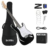 SAYHA Electric Guitar, 39 Inch Solid Full-size Electric Guitar HSS Pickups Starter Kit Includes Ampl