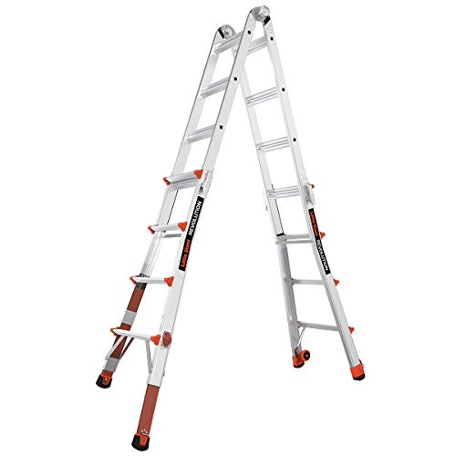 Little Giant Ladders, Revolution with Ratchet Levelers, M17, 17 ft, Multi-Position Ladder,Ratchet leg levelers, Aluminum, Type 1A, 300 lbs weight rating (12017-801)