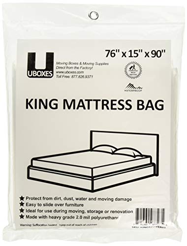 Uboxes King Mattress Poly Covers, 76 x 15 x 90 in, 1 Pack