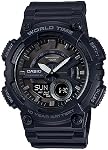 Casio AEQ110BW Series | Montre analogique numérique pour hommes100M WR | Alarmes multiples 100 SEC Chronologie du compte à rebours Carte du monde pour le temps mondial LED Lumière LC Affichage 10 Année Batterie