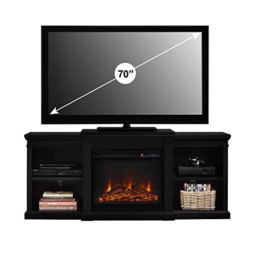 Ameriwood Home Manchester Electric Fireplace Tv Stand For Tvs Up To 70" - Black #TOP3