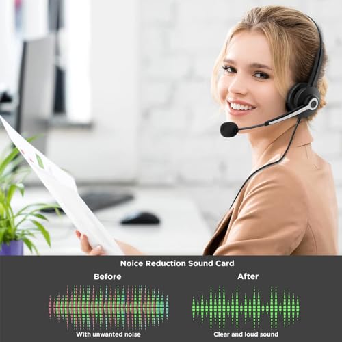 Wantek USB Headsets with Microphone,3.3m Length Noise Cancelling Headset Stereo Headphone for PC,Laptop USB/Type-C/3.5mm - Image 2