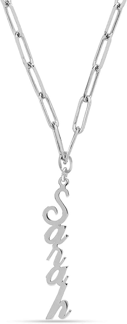 LeCalla 925 Sterling Silver Personalized Name Necklace for Women | Custom Paperclip Pendant Necklace | Customized Jewelry Gift for Valentine's Day, Birthday & Special Occasions