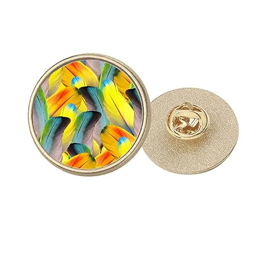 Broche ronde en métal doré d'exception aux plumes précieuses M