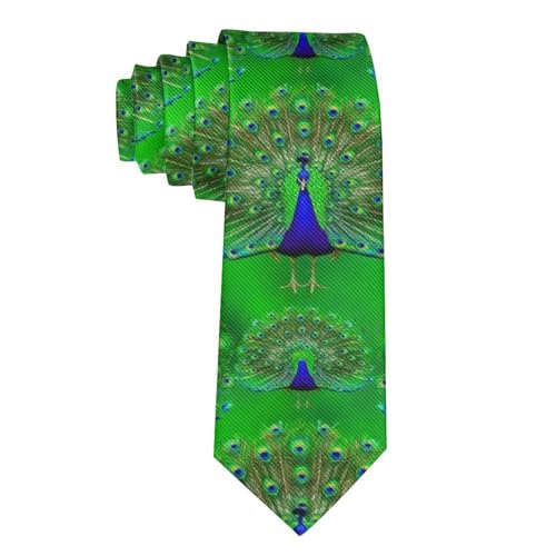 MZERSE Fashion Neckties Mens Shirt Uniform Skinny Tie for Business Holiday Necktie Peacock Feather Green